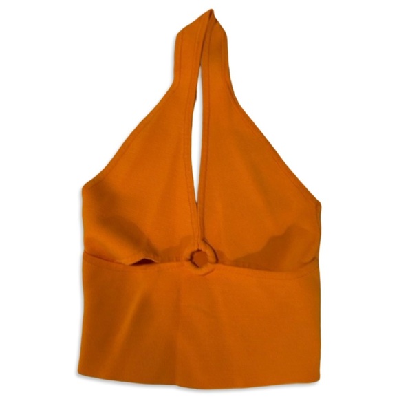 Forever 21 Tops - Forever 21 orange key hole cropped halter top | size S | NEW